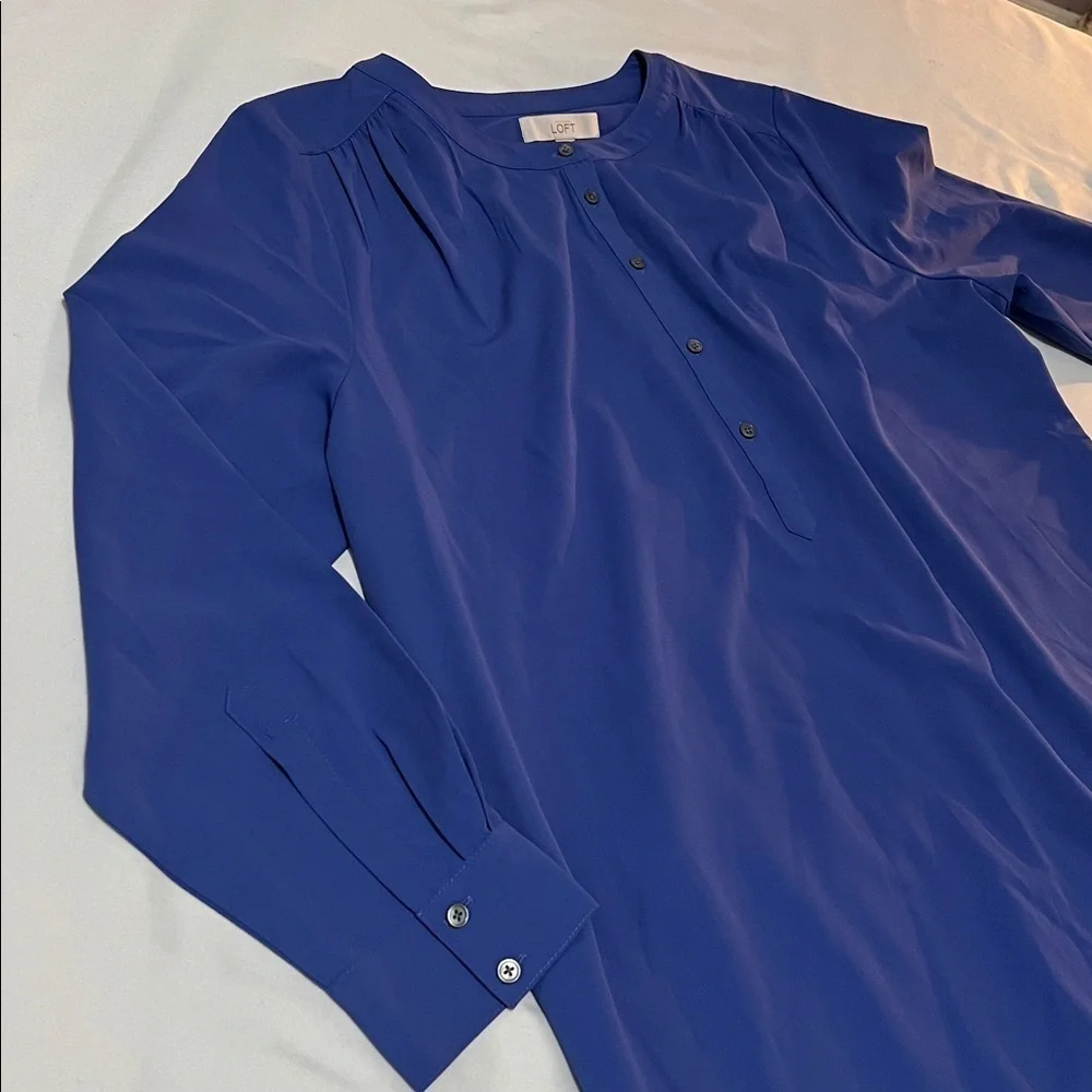 LOFT Purple Long Sleeve Maternity Dress - Picture 1 of 6